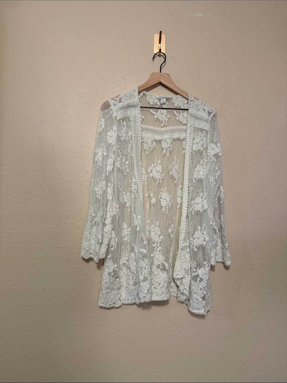 Sundance Ivory Boho Divine Lace Kimono Overlay Size Large